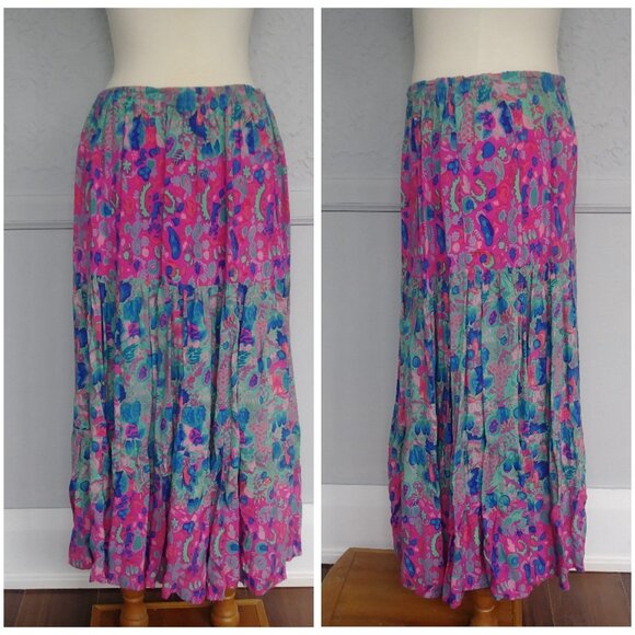 'Rainbow Jo' 3 pc set - Skirt, Shirt, Vest- Pink and Turquoise, 60's replica - Picture 6 of 10